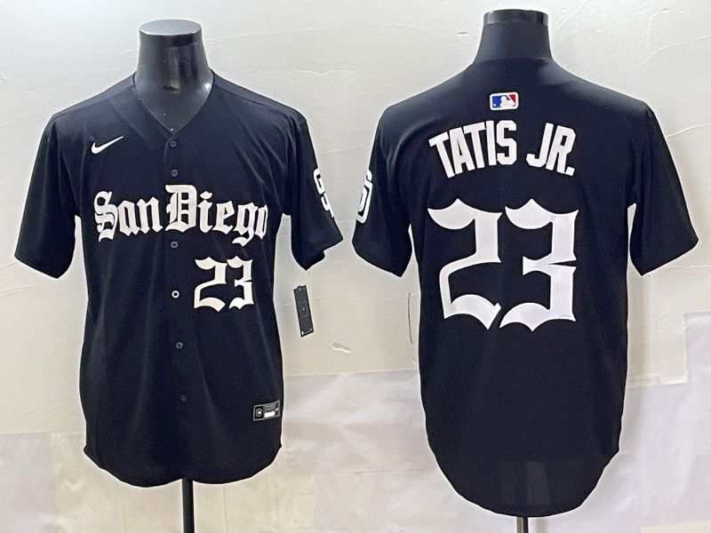 Men 2025 San Diego Padres #23 Tatis jr Black Five generations Joint Name Nike MLB Jersey style 8->san diego padres->MLB Jersey